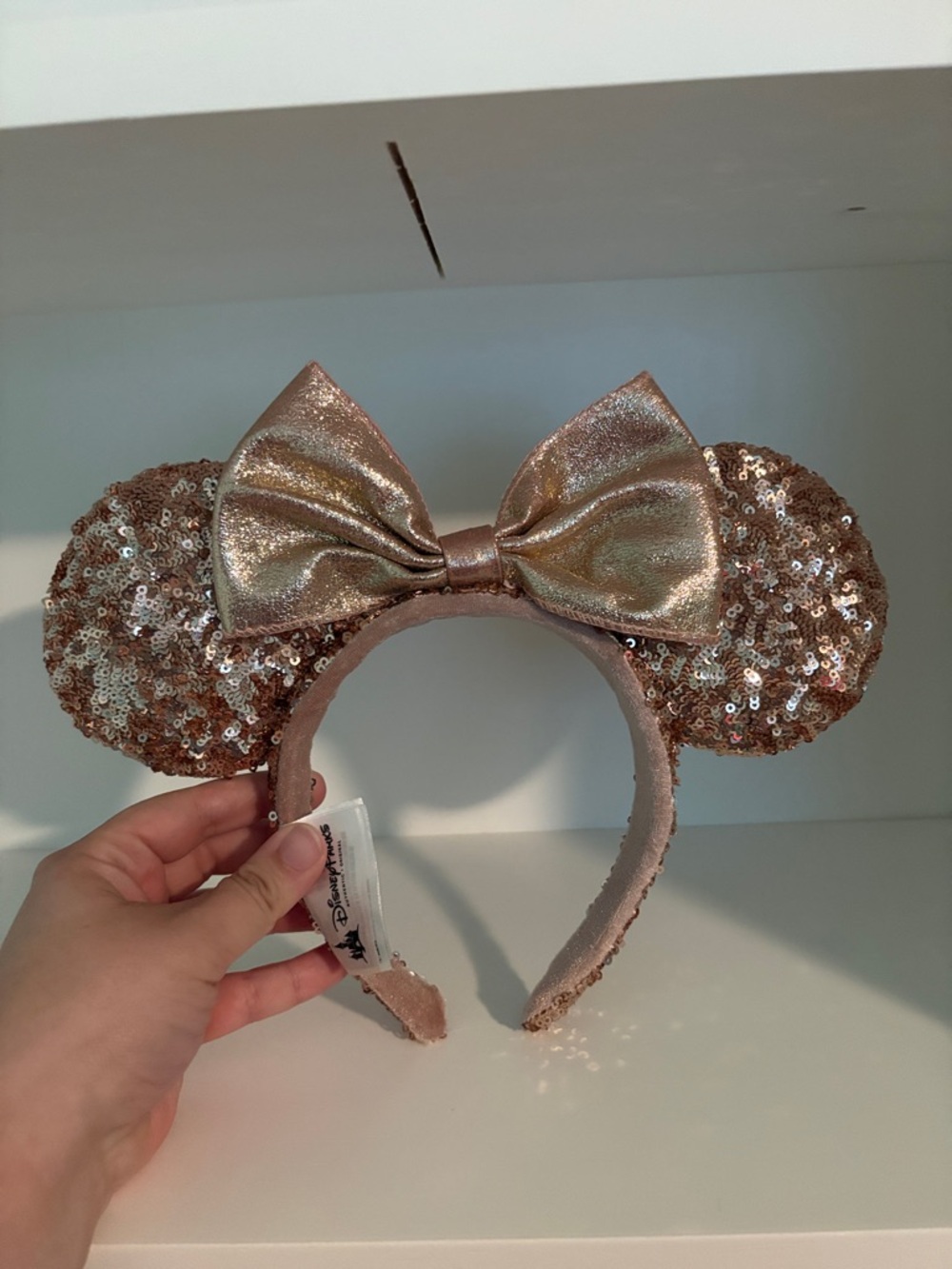 Disney Rose Gold Sequin Minnie Ears Headband